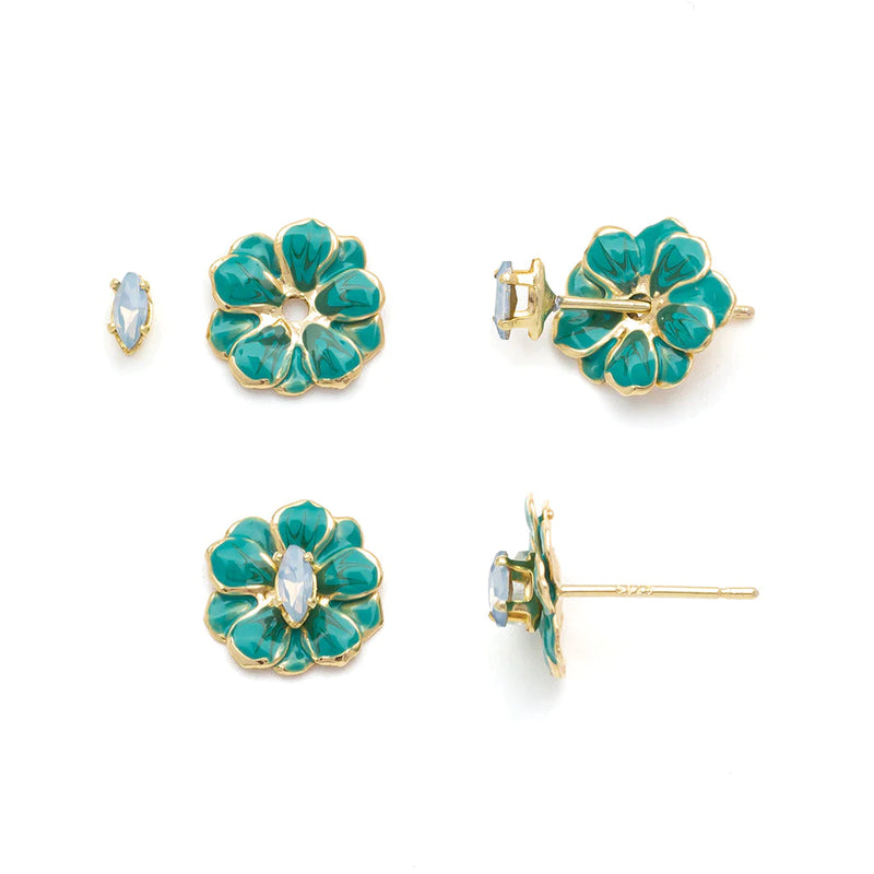 Scout - Sparkle & Shine Sm Enamel Flower Earring - Turquoise/Gold