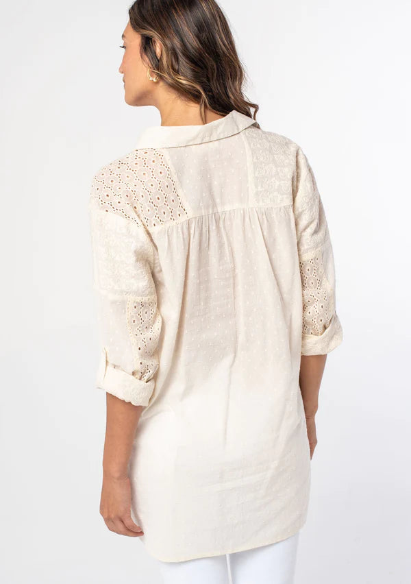June Embroidered Tunic Shirt - Natural