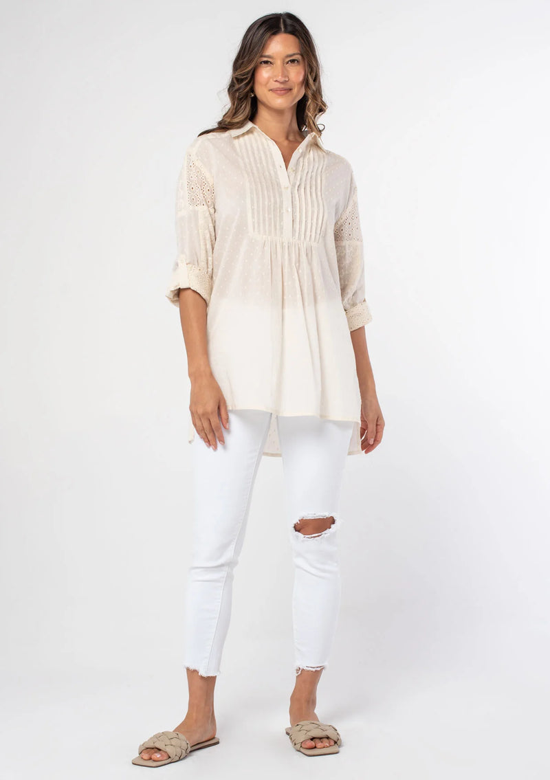 June Embroidered Tunic Shirt - Natural