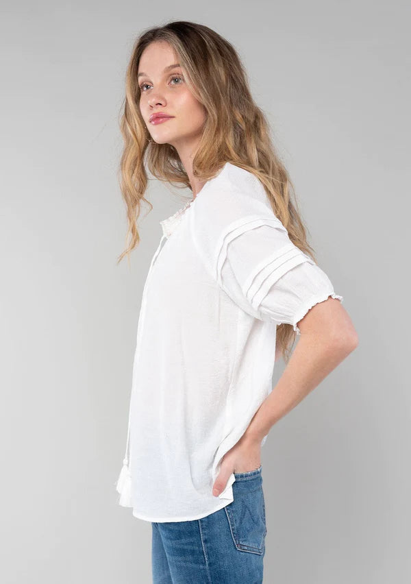 Astor Puff Sleeve Top - White
