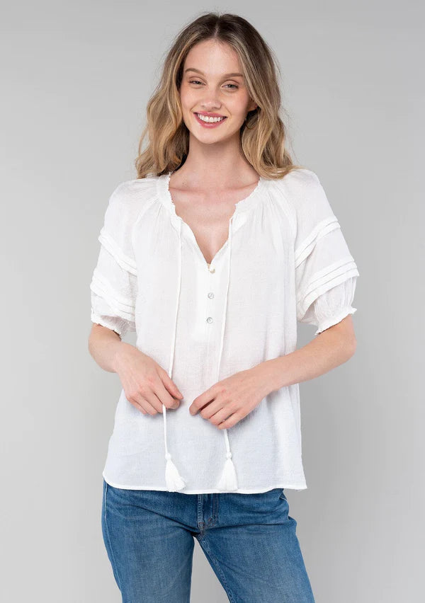 Astor Puff Sleeve Top - White