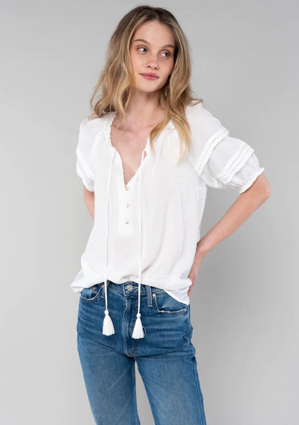 Astor Puff Sleeve Top - White