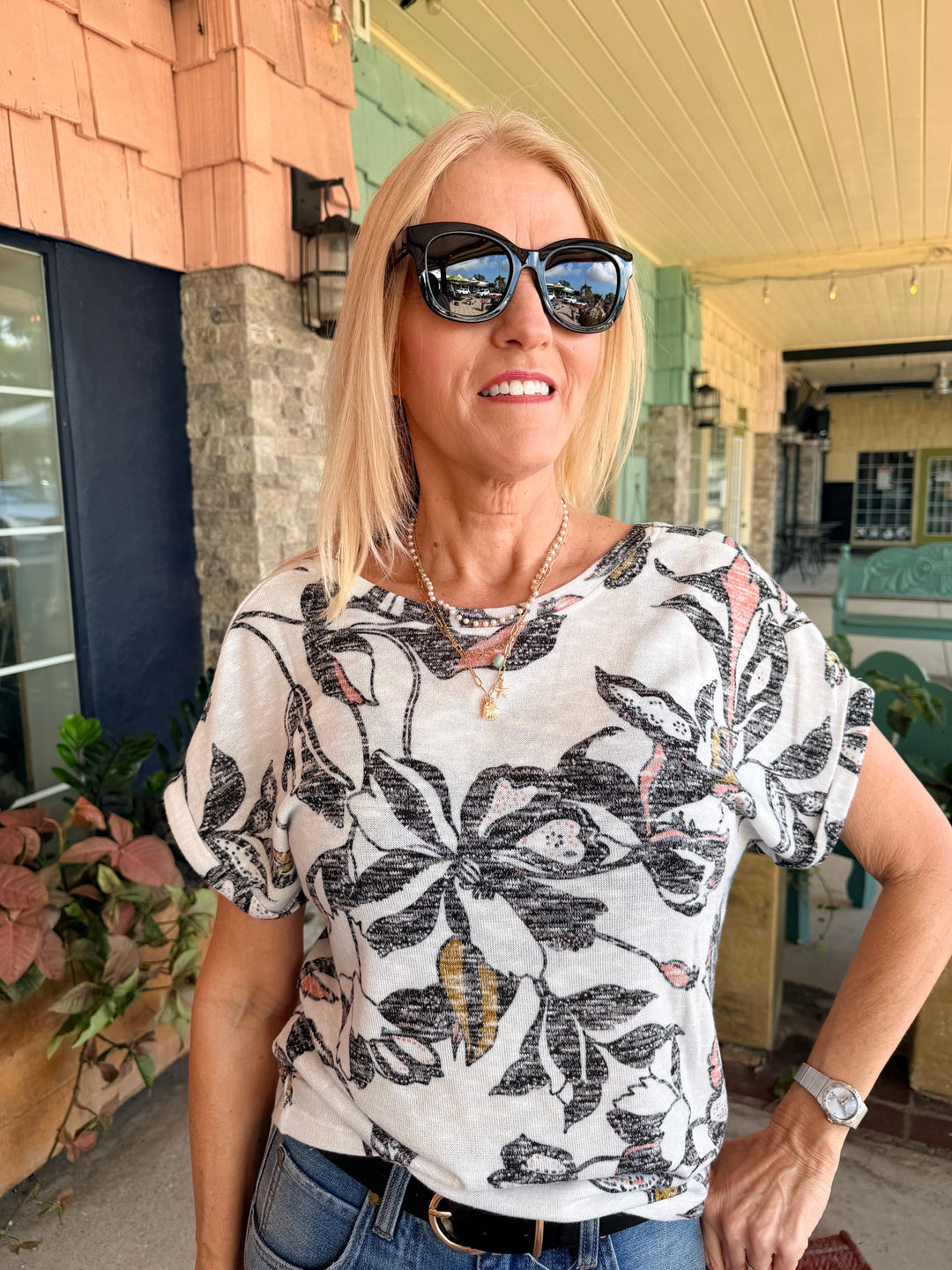 Tribal Cap Sleeve Wear Two Ways Top Coco Milk