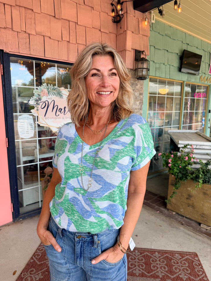 Tribal Cap Sleeve Wear Two Ways Top Water