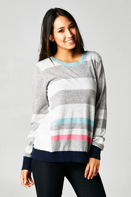 Fun Striped Knit Pullover Sweater