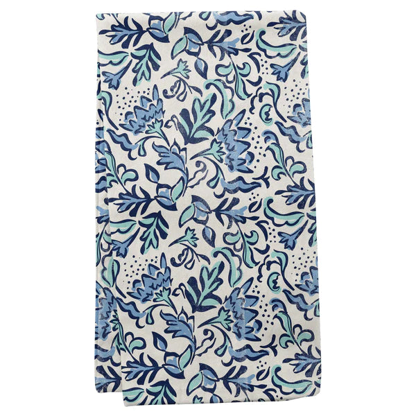 KARMA Linen Blend Tea Towel Blue Botanical KA212303