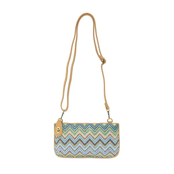 Joy Susan Straw Mini Crossbody Wristlet - Aqua