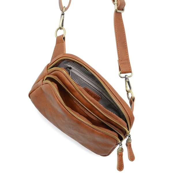 Joy Susan Kylie Double Zip Sling Belt Bag - Saddle