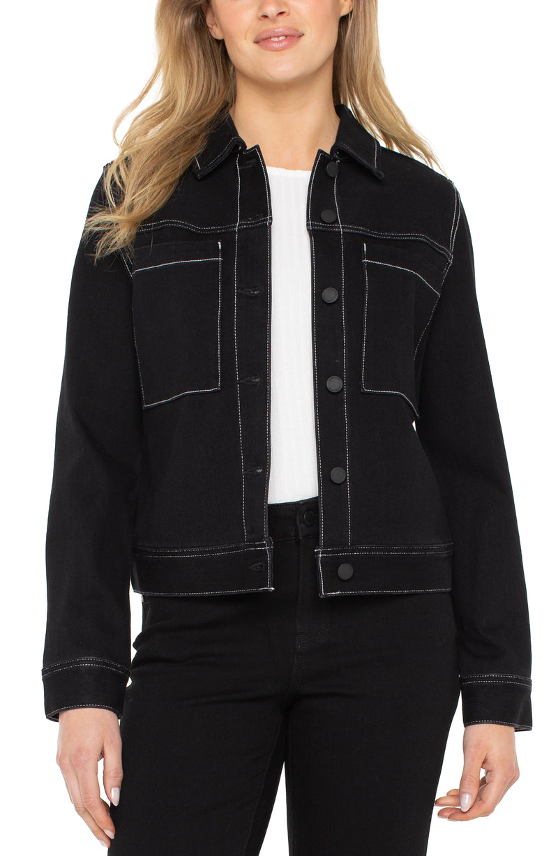 Liverpool Utility Trucker with Contrast Stitching - City Black