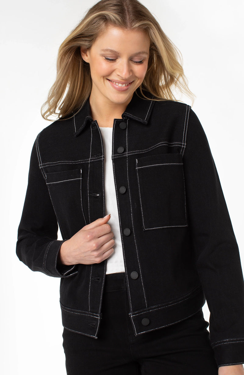 Liverpool Utility Trucker with Contrast Stitching - City Black