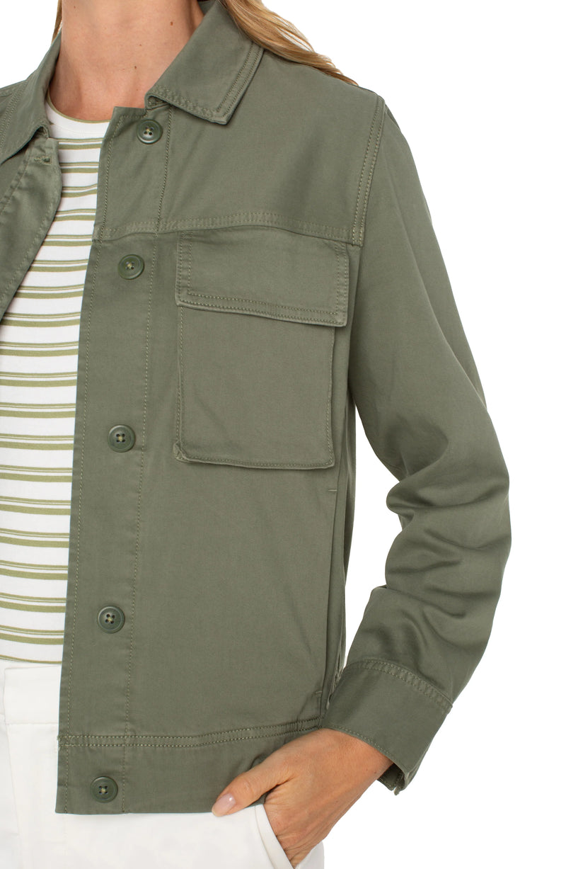 Liverpool Button Front Cargo Jacket - Martini Olive