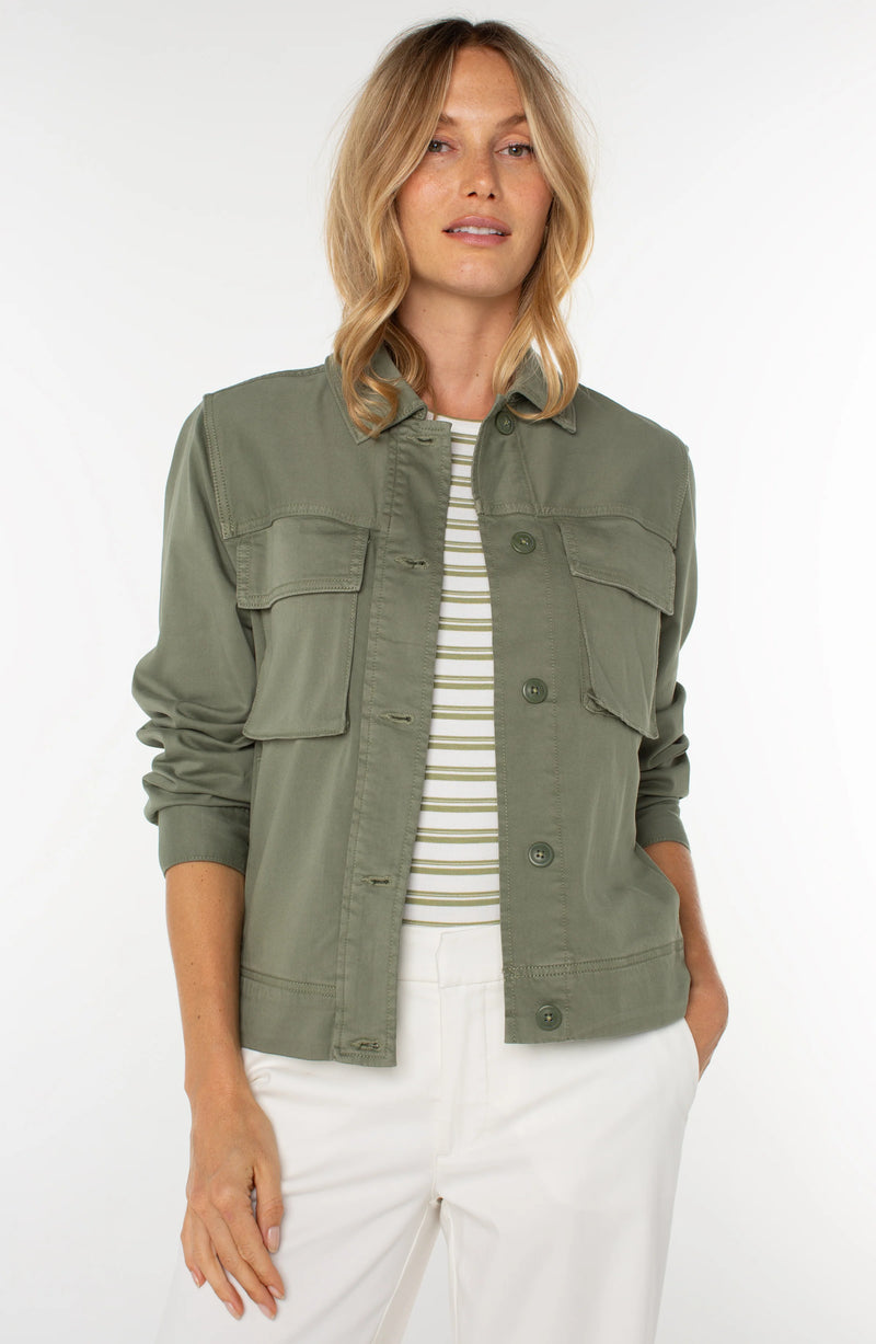 Liverpool Button Front Cargo Jacket - Martini Olive