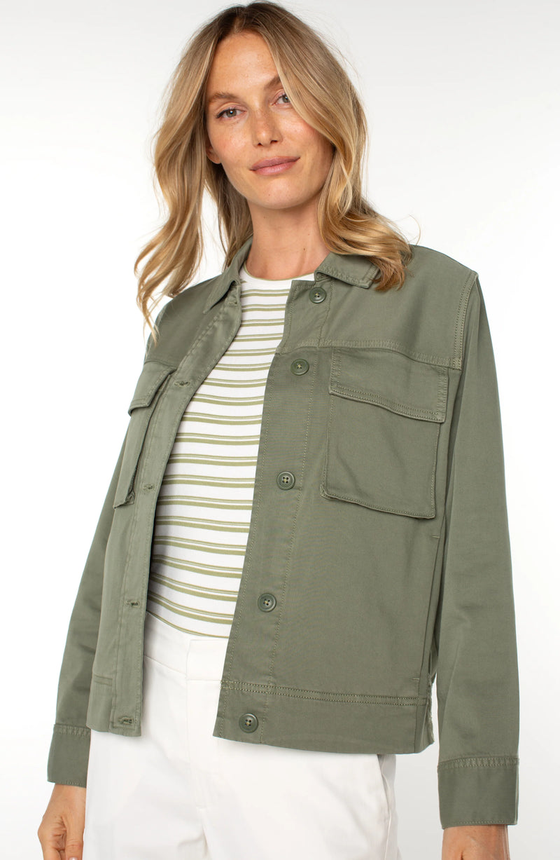 Liverpool Button Front Cargo Jacket - Martini Olive