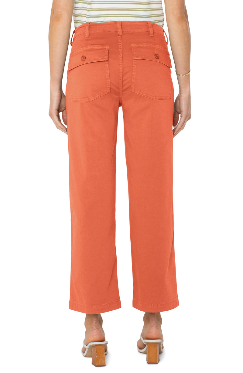 FINAL SALE Liverpool Cargo Wide Leg Crop - Papaya
