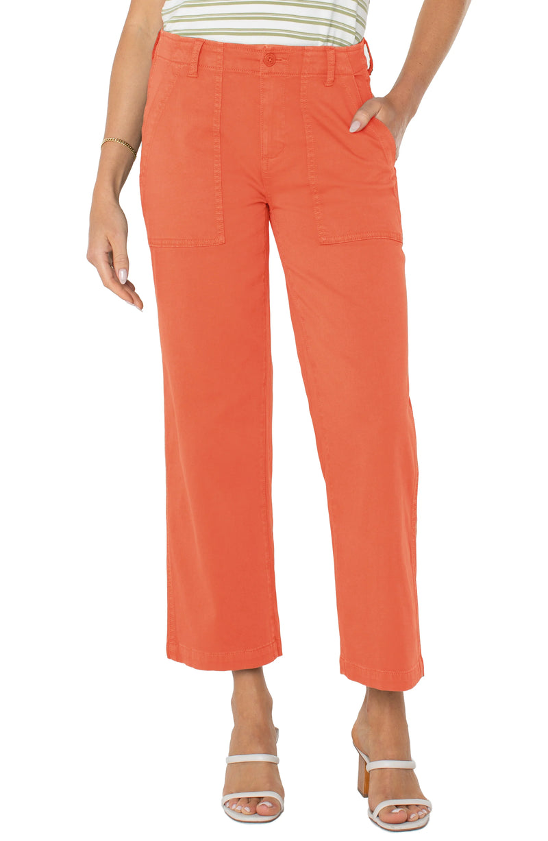 FINAL SALE Liverpool Cargo Wide Leg Crop - Papaya