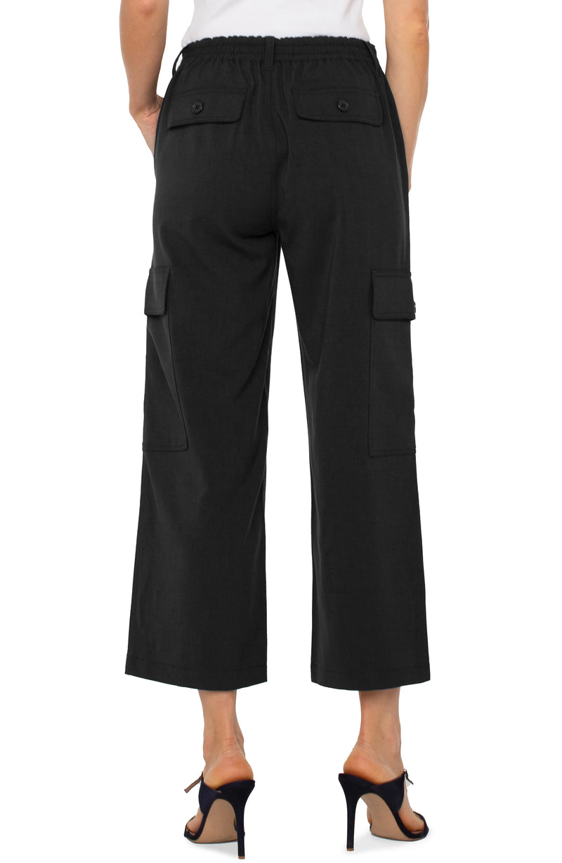 Liverpool Hi-rise Cargo Crop Straight - Black