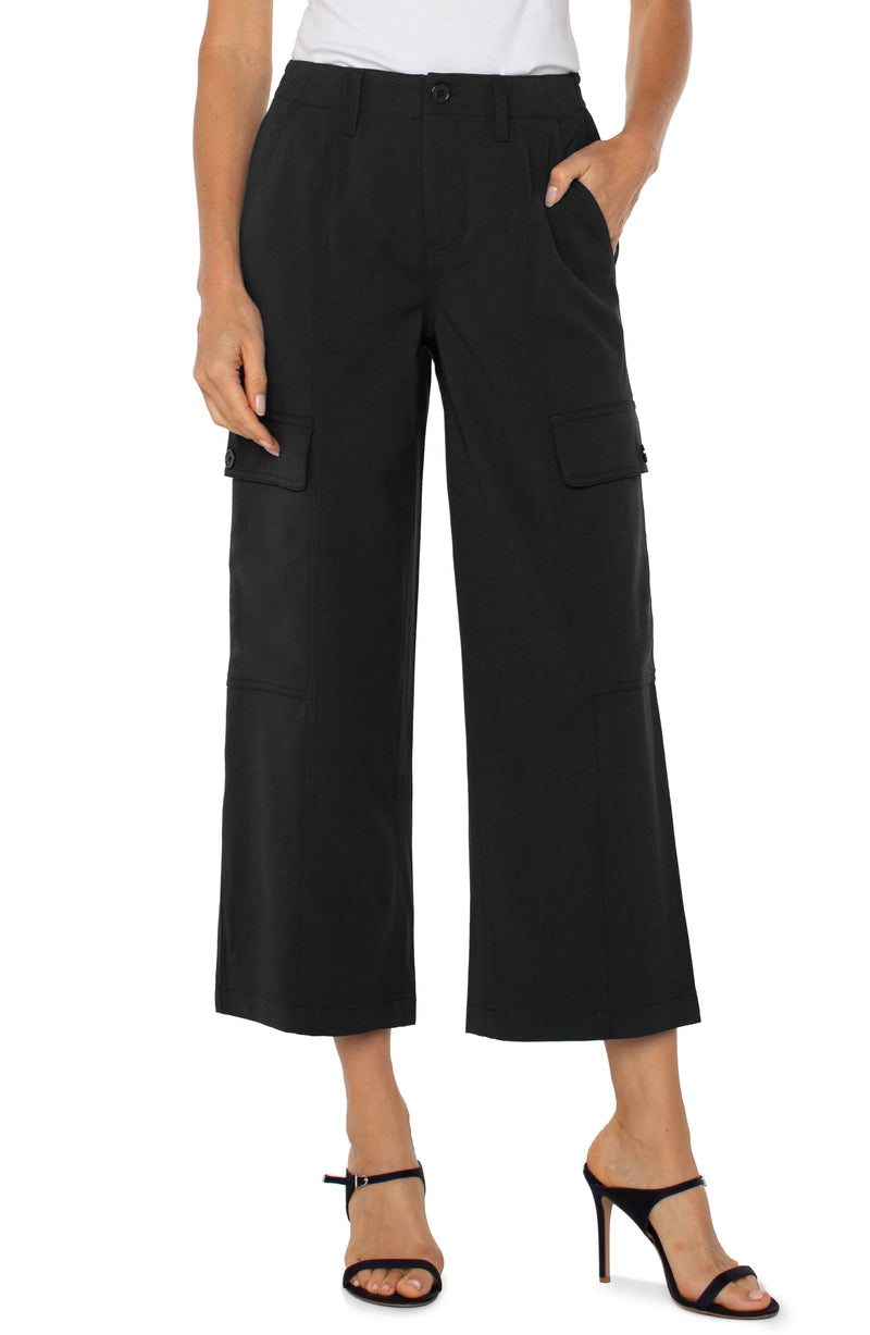 Liverpool Hi-rise Cargo Crop Straight - Black