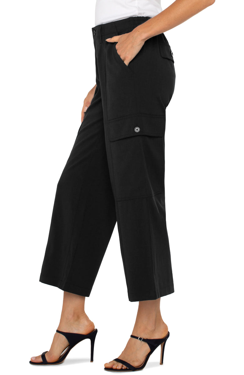 Liverpool Hi-rise Cargo Crop Straight - Black