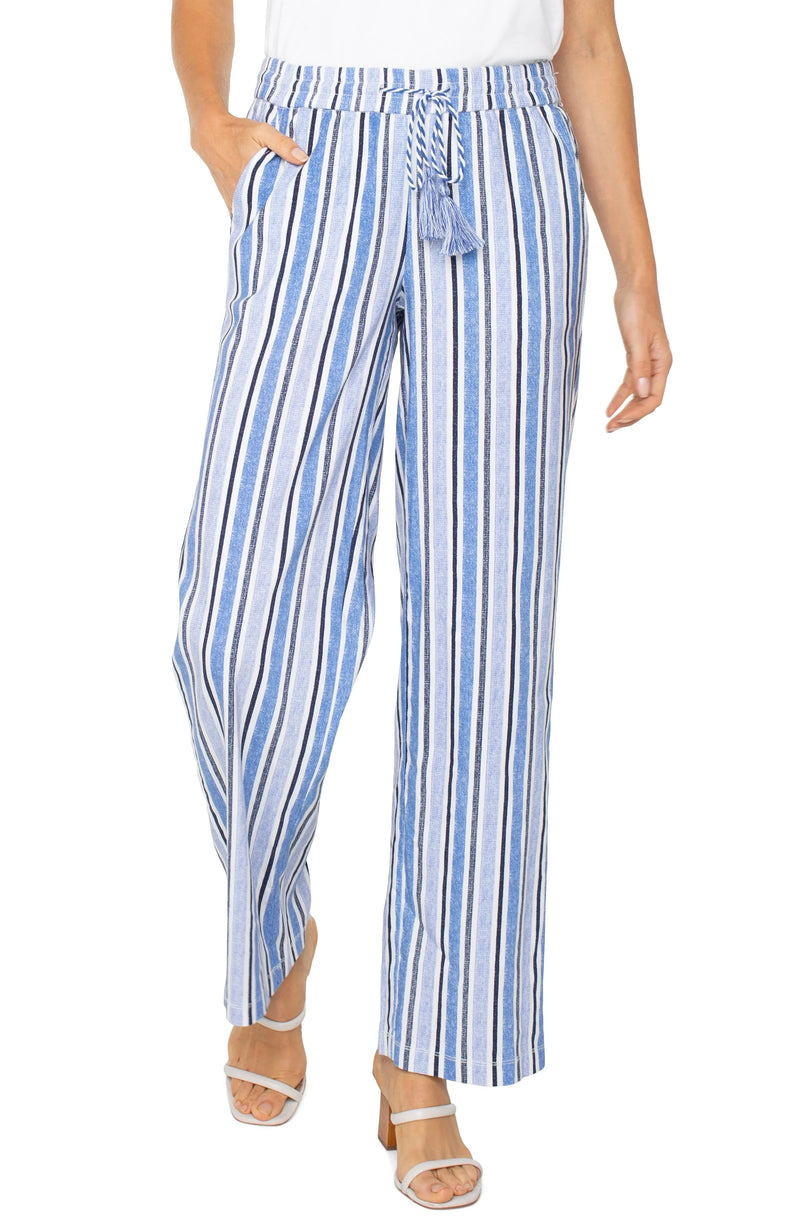 Liverpool Pull-on Wide Leg - Blue Multi Stripe