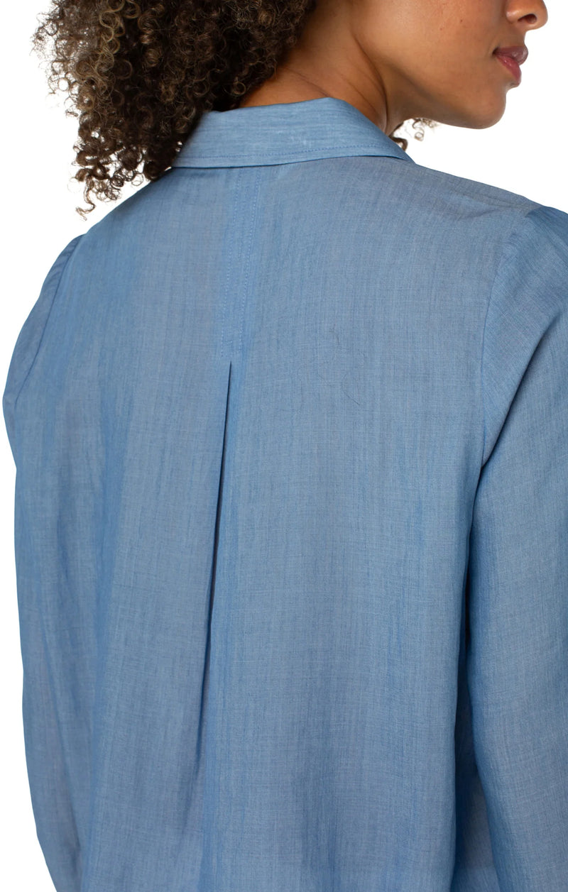 Liverpool Long Sleeve Popover Woven Blouse - Bridgeton Light