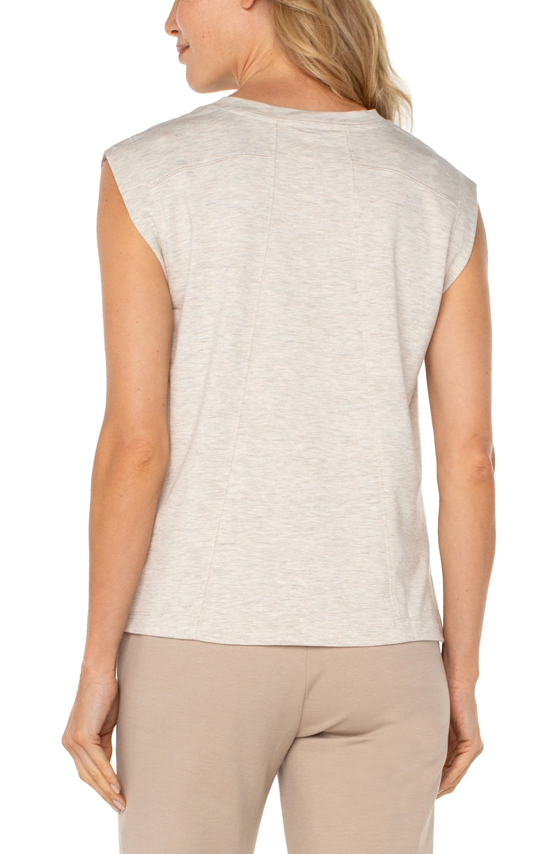 FINAL SALE Liverpool Sleeveless Knit Top - Oatmeal Heather