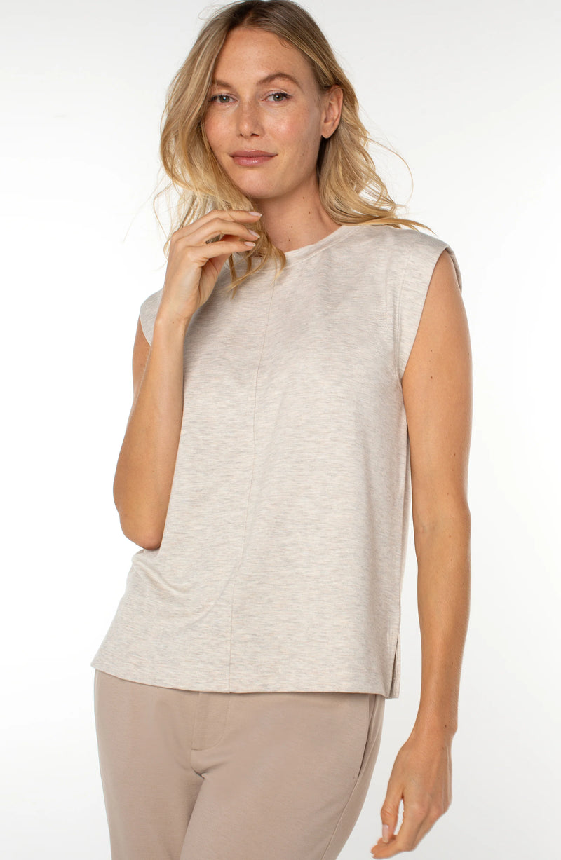 FINAL SALE Liverpool Sleeveless Knit Top - Oatmeal Heather