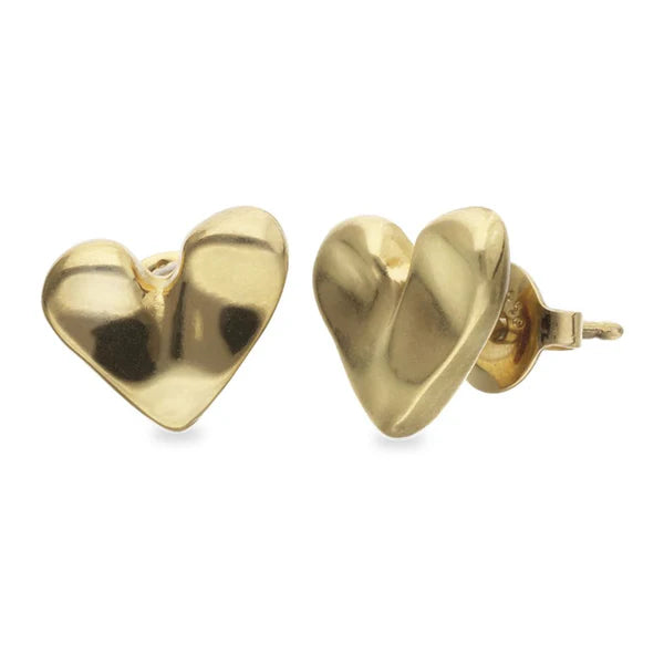 UNODE50 Gold Heart Shaped Stud Earrings