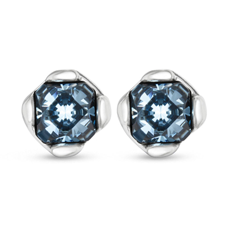 UNOde50 Stud earrings with blue crystal - Sterling Silver