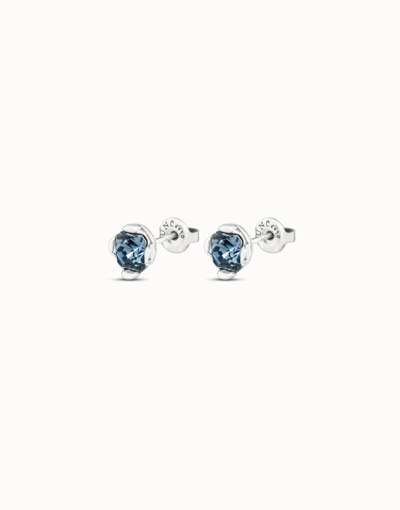 UNOde50 Stud earrings with blue crystal - Sterling Silver