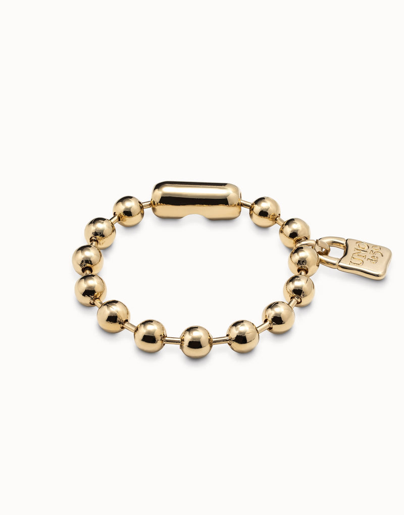 UNOde50 Beaded bracelet with a padlock charm - Gold