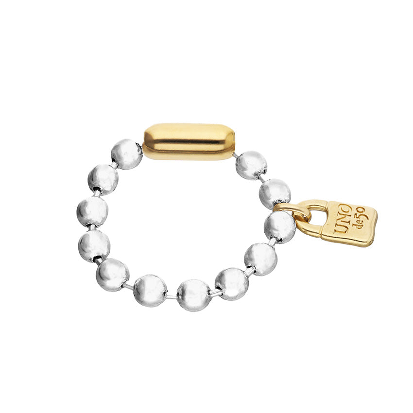 UNOde50 Sterling silver plated ball bracelet with clasp and lock in 18k gold