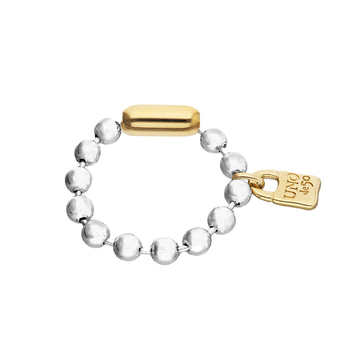 UNOde50 Sterling silver plated ball bracelet with clasp and lock in 18k gold