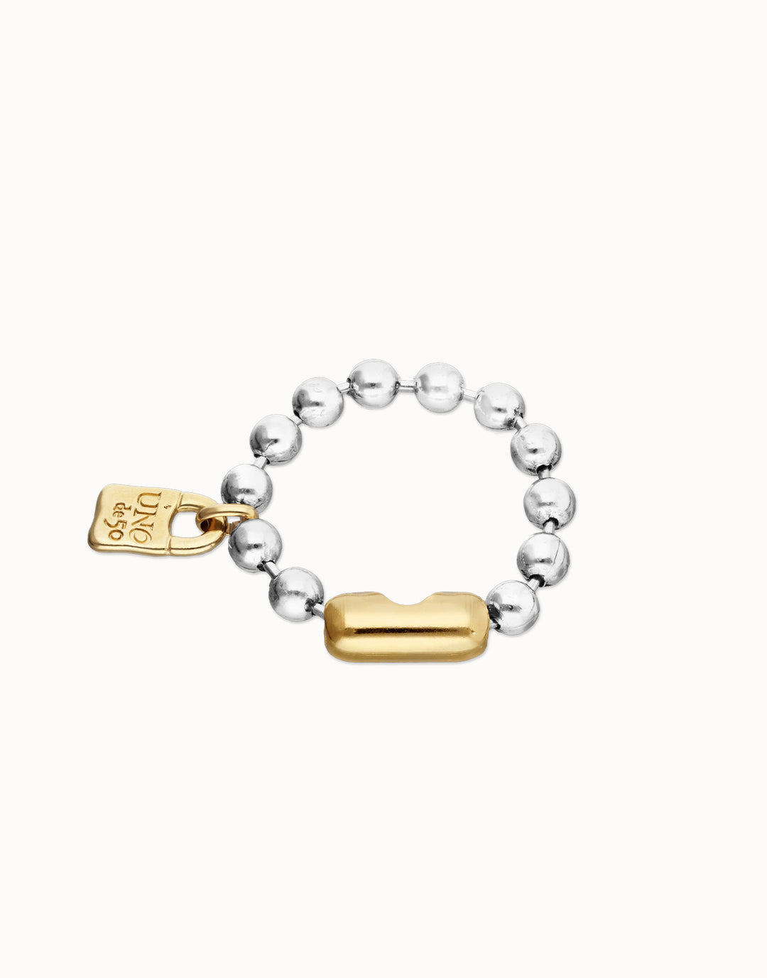 UNOde50 Sterling silver plated ball bracelet with clasp and lock in 18k gold