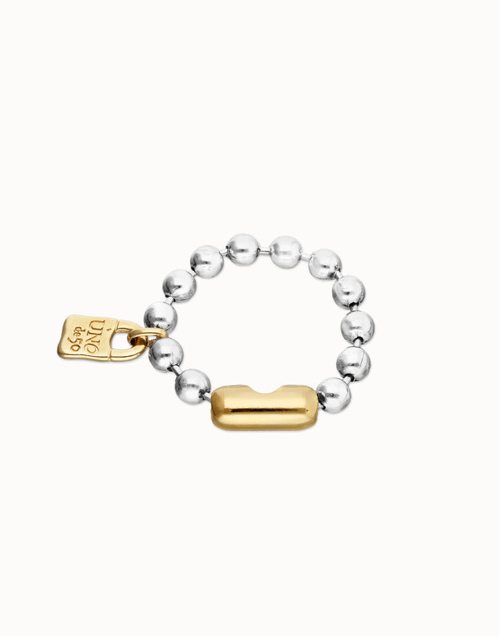 UNOde50 Sterling silver plated ball bracelet with clasp and lock in 18k gold