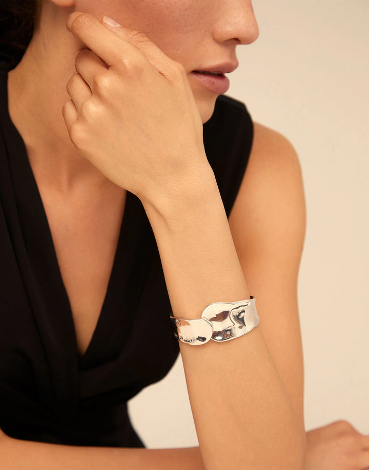 UNOde50 Waves shaped bangle bracelet - Sterling SIlver