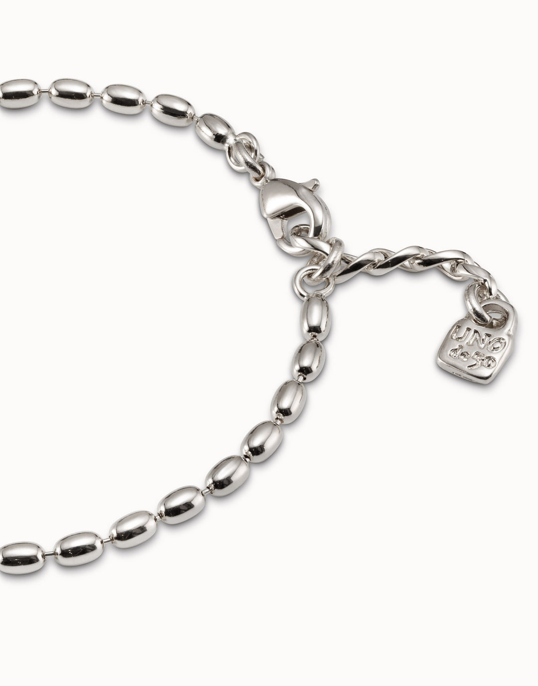 UNODE50 Oval link chain charm bracelet Silver
