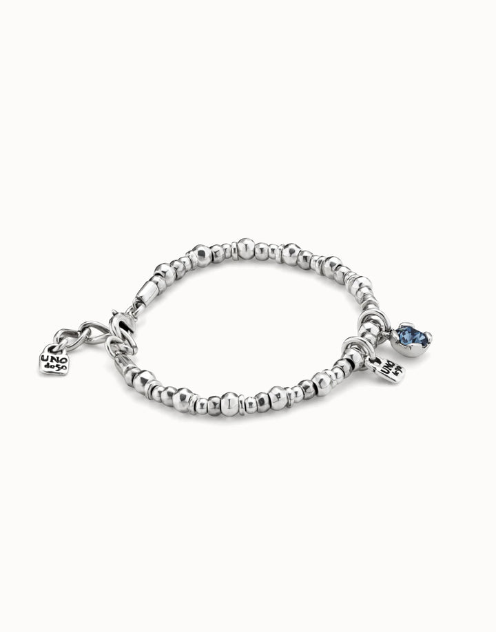 UNODE50 Beaded stretch bracelet with blue crystal Silver