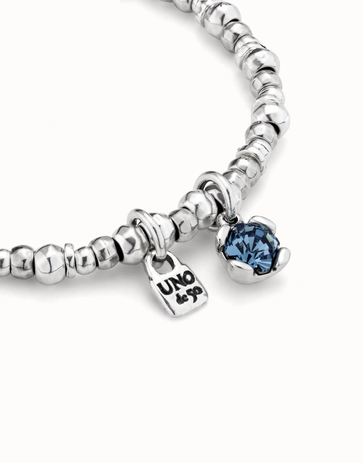 UNODE50 Beaded stretch bracelet with blue crystal Silver