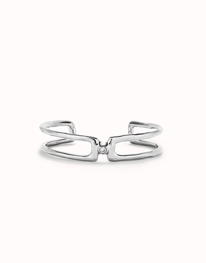 UNOde50 Double strand bangle bracelet with white topaz - Silver