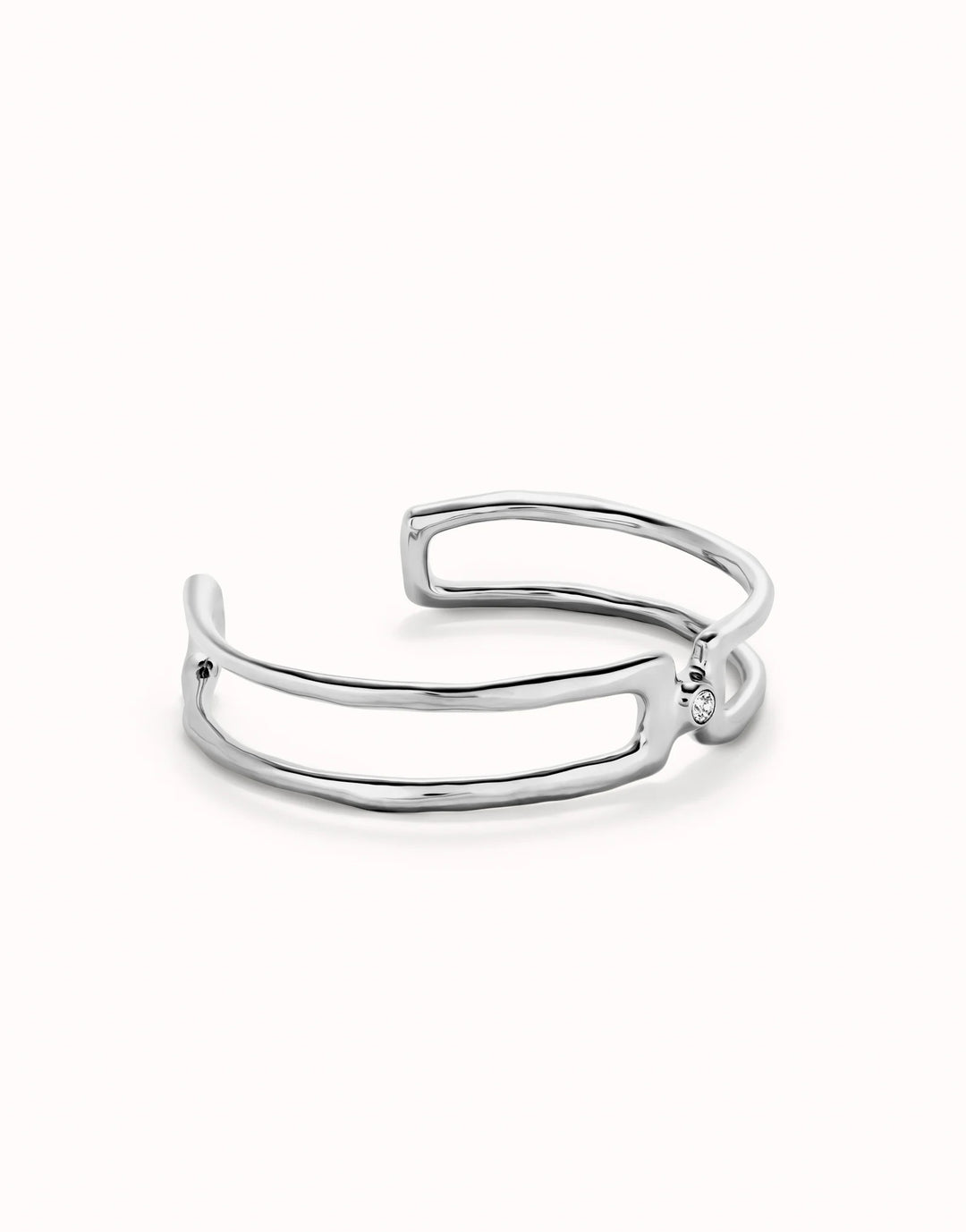 UNOde50 Double strand bangle bracelet with white topaz - Silver