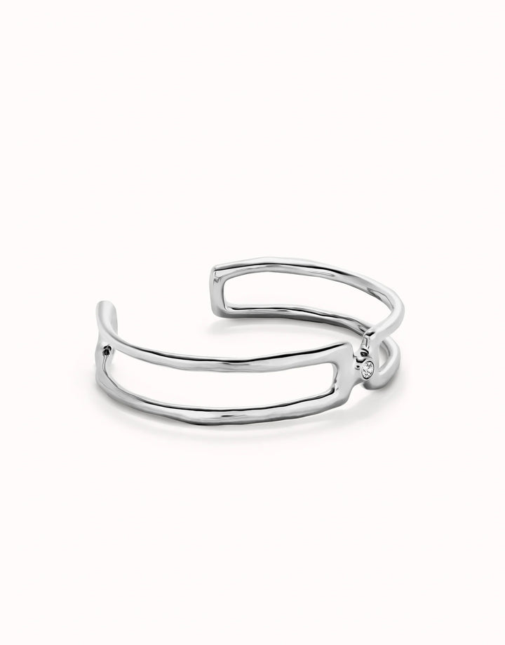 UNOde50 Double strand bangle bracelet with white topaz - Silver