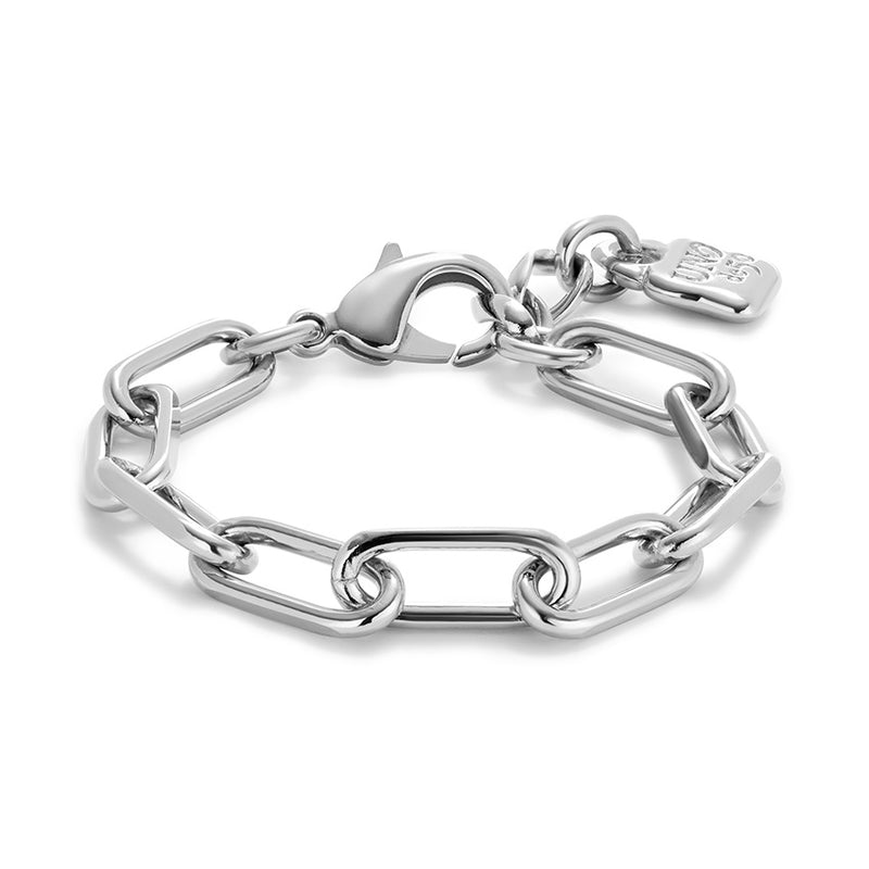 UNOde50 Paper clip link bracelet with padlock - Sterling Silver