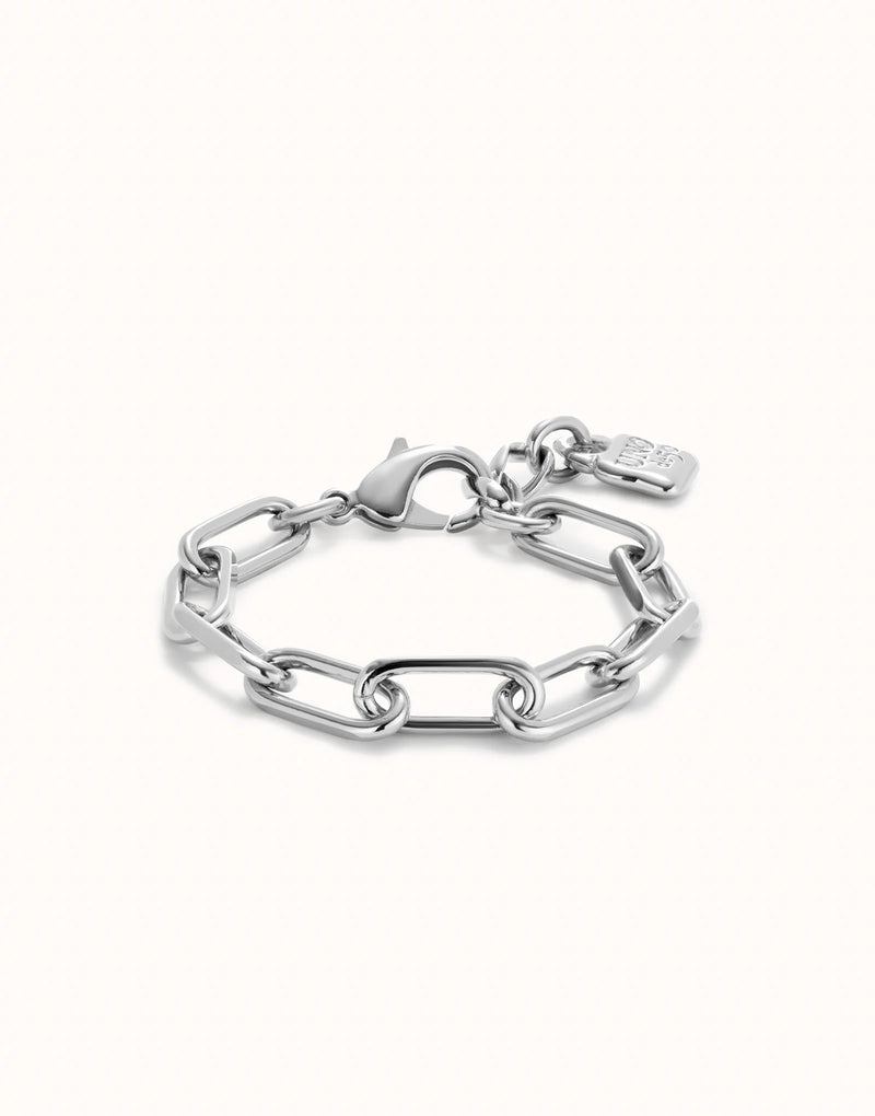 UNOde50 Paper clip link bracelet with padlock - Sterling Silver