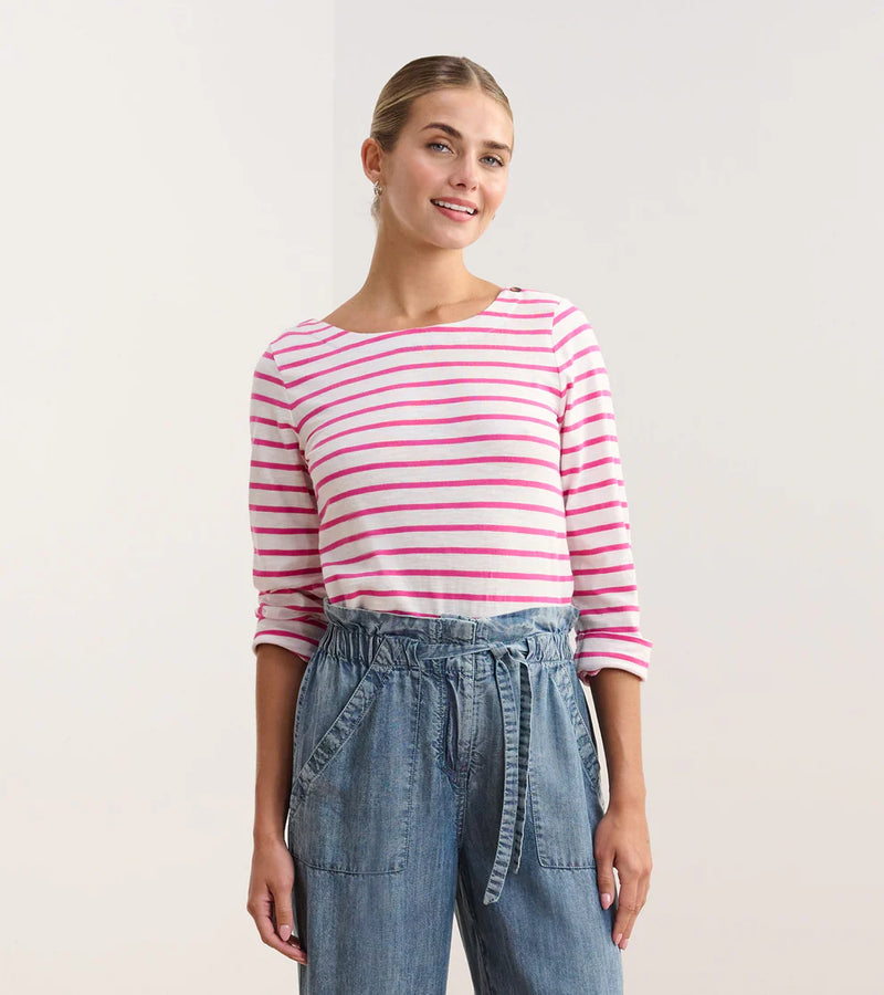 Hatley Button Breton - Fuchsia Stripes
