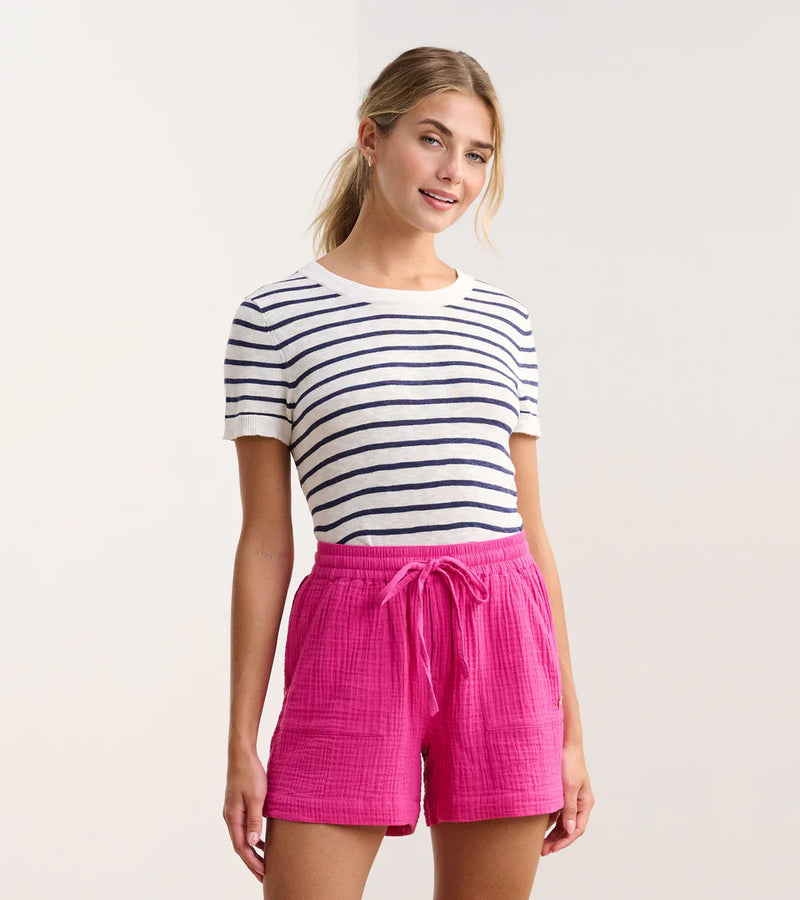 Hatley Simone Knit Tee - Navy and White Stripes
