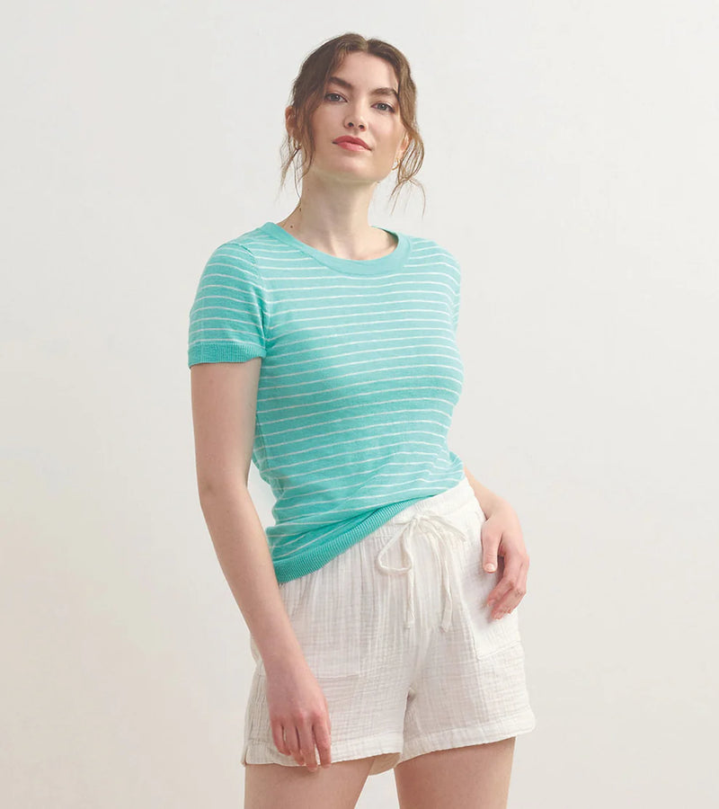 Hatley Simone Knit Tee - Teal Stripes