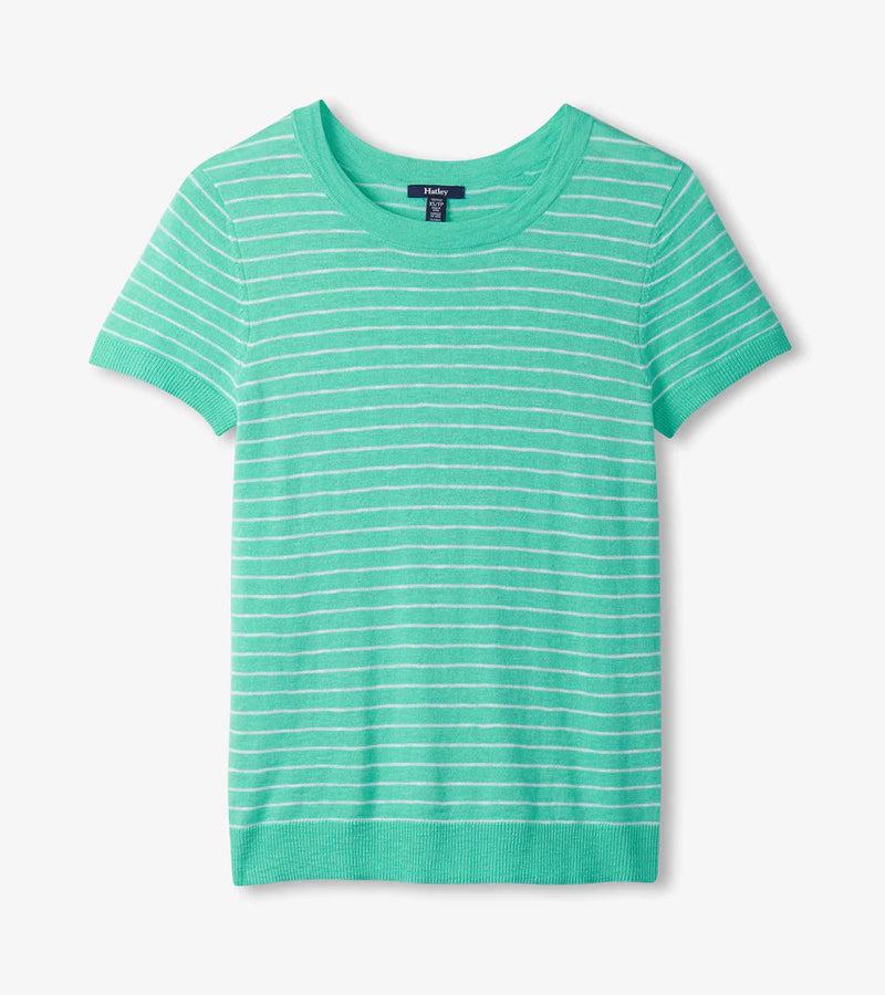 Hatley Simone Knit Tee - Teal Stripes
