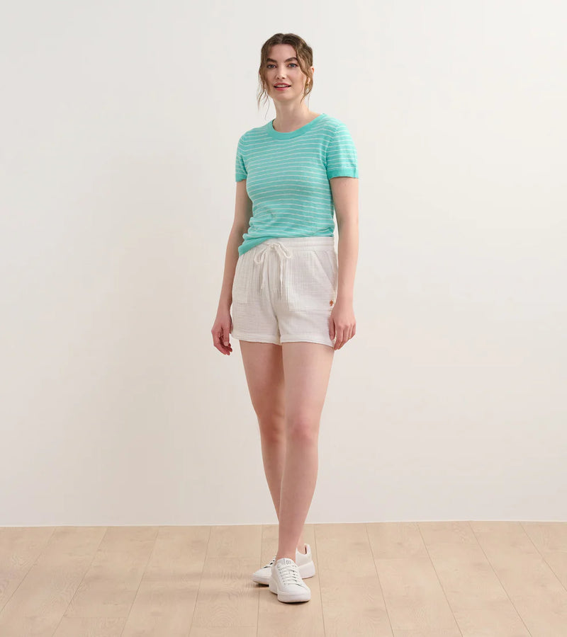 Hatley Simone Knit Tee - Teal Stripes
