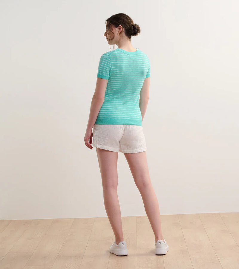 Hatley Simone Knit Tee - Teal Stripes