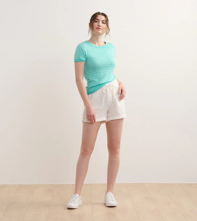 Hatley Simone Knit Tee - Teal Stripes